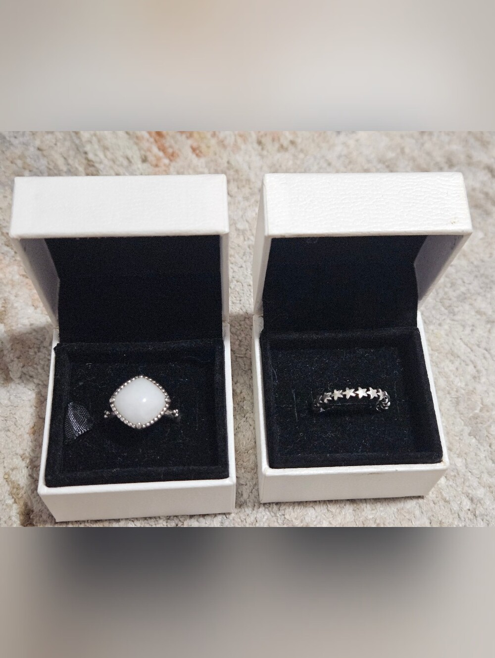 Pandora Bundle Pure Radience & Star Trail Sterling Silver Rings Size 7